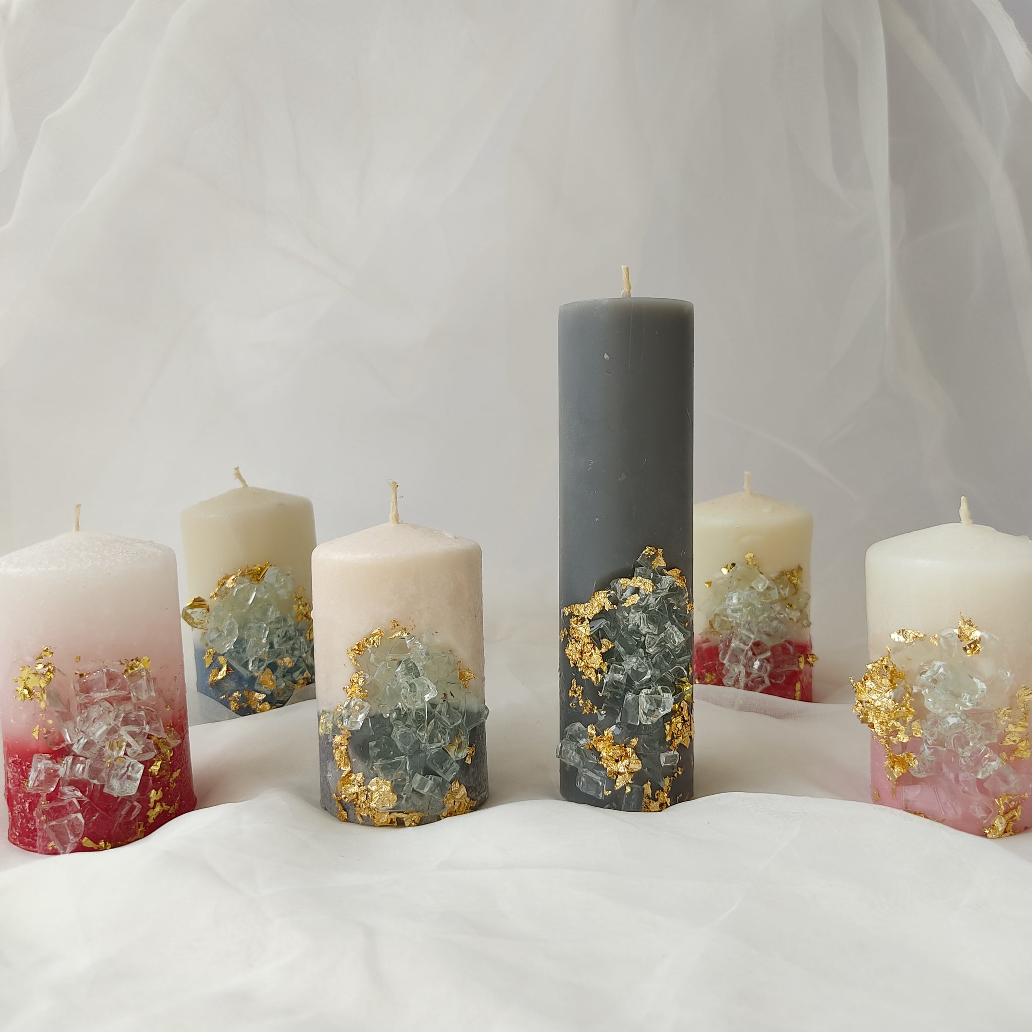 Crystal Embossed Pillar Candle